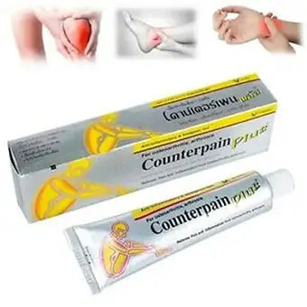 Tube de crème antidouleur Counterpain Plus pour soulager les douleurs musculaires et articulaires.